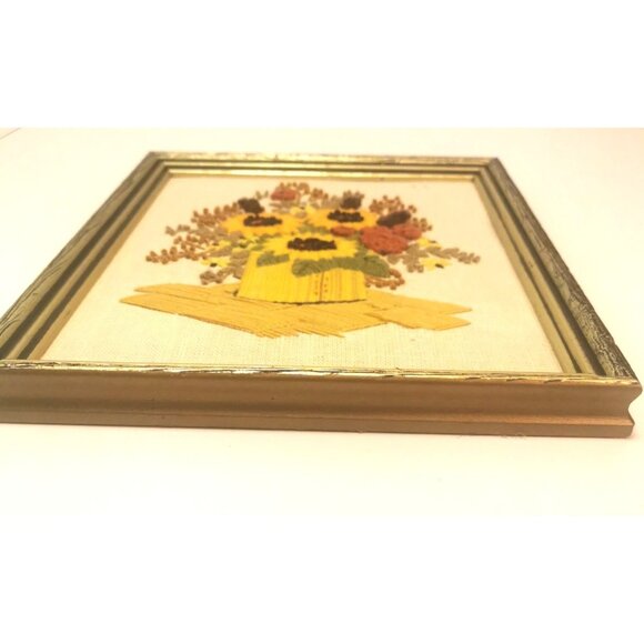 Vintage Floral Crewel Pictures in Wooden Frames - Bouquets - Picture 6 of 13